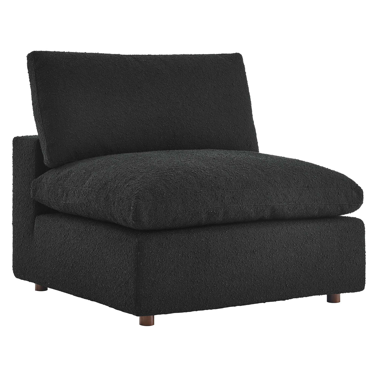 Commix Down Filled Overstuffed Boucle Fabric Armless Chair - Black