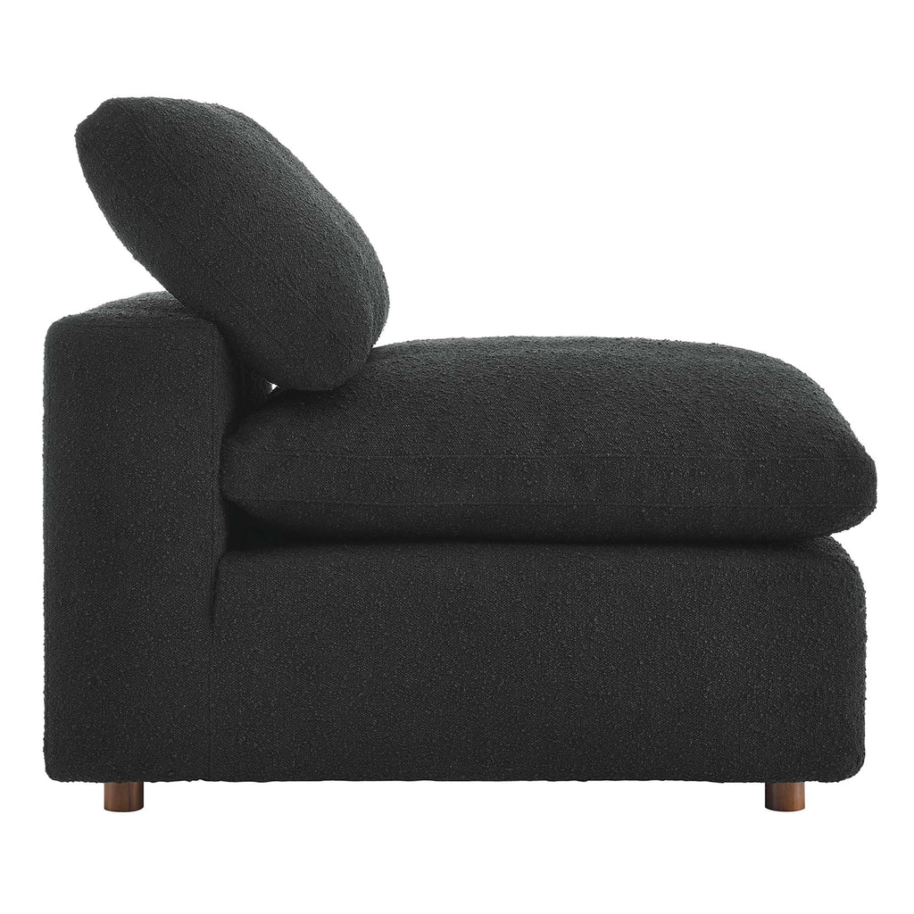 Commix Down Filled Overstuffed Boucle Fabric Armless Chair - Black