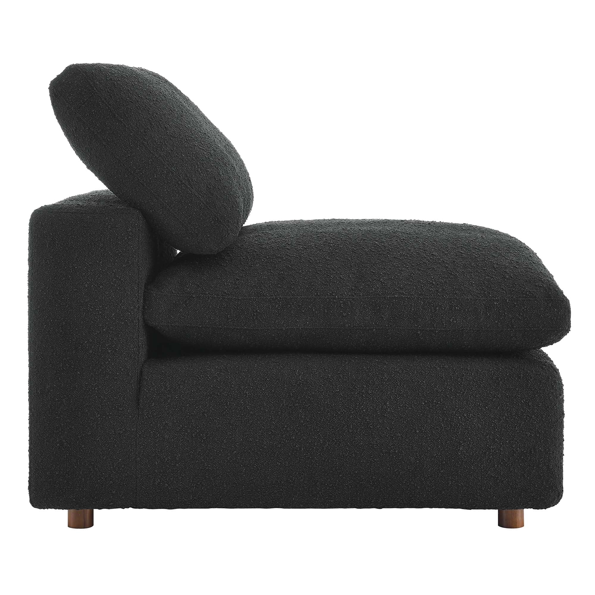 Commix Down Filled Overstuffed Boucle Fabric Armless Chair - Black