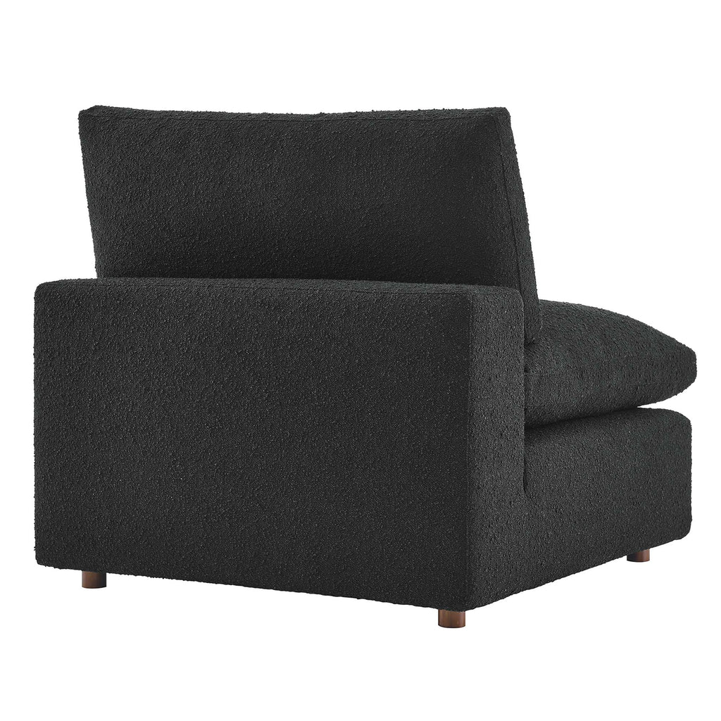 Commix Down Filled Overstuffed Boucle Fabric Armless Chair - Black