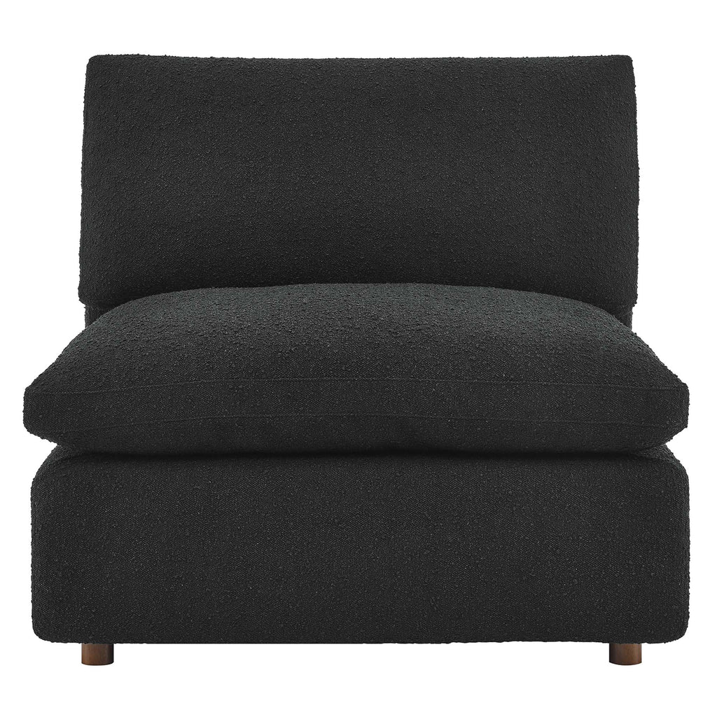Commix Down Filled Overstuffed Boucle Fabric Armless Chair - Black