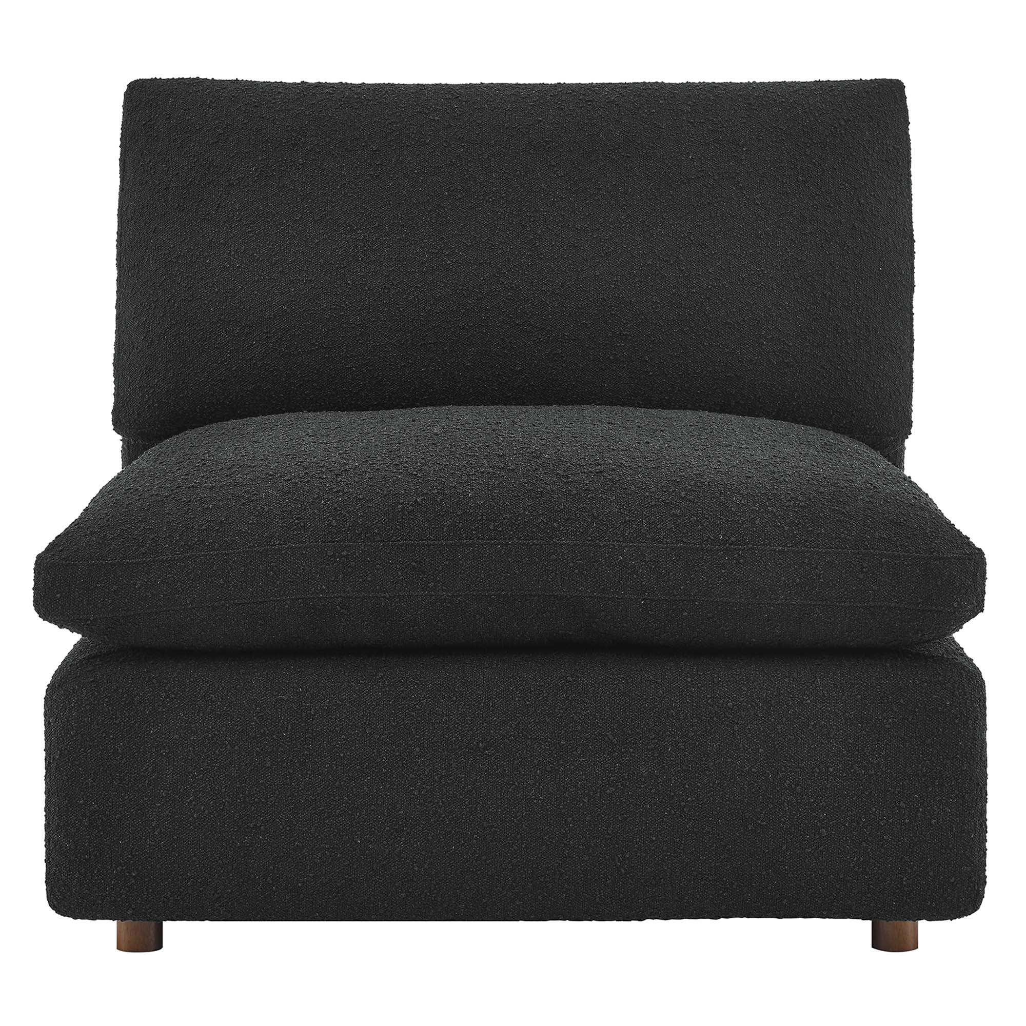 Commix Down Filled Overstuffed Boucle Fabric Armless Chair - Black