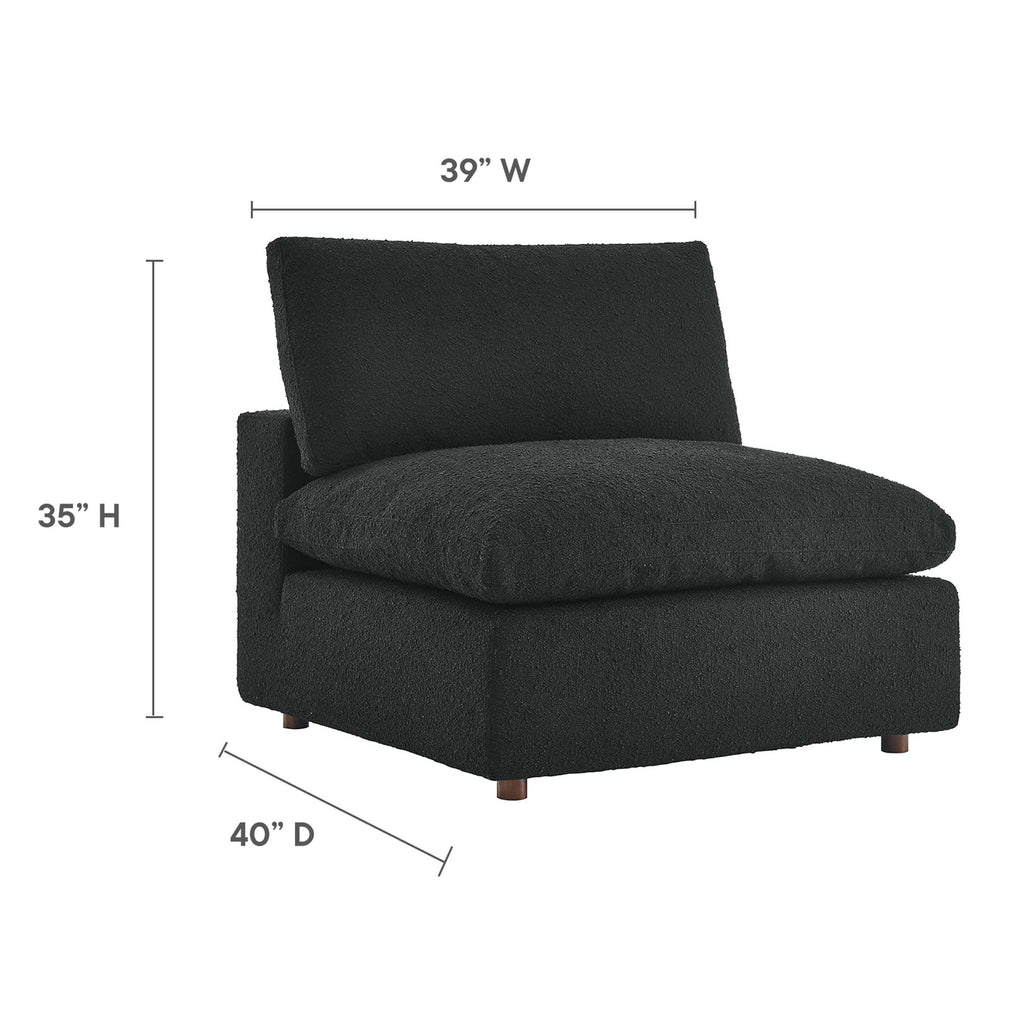 Commix Down Filled Overstuffed Boucle Fabric Armless Chair - Black