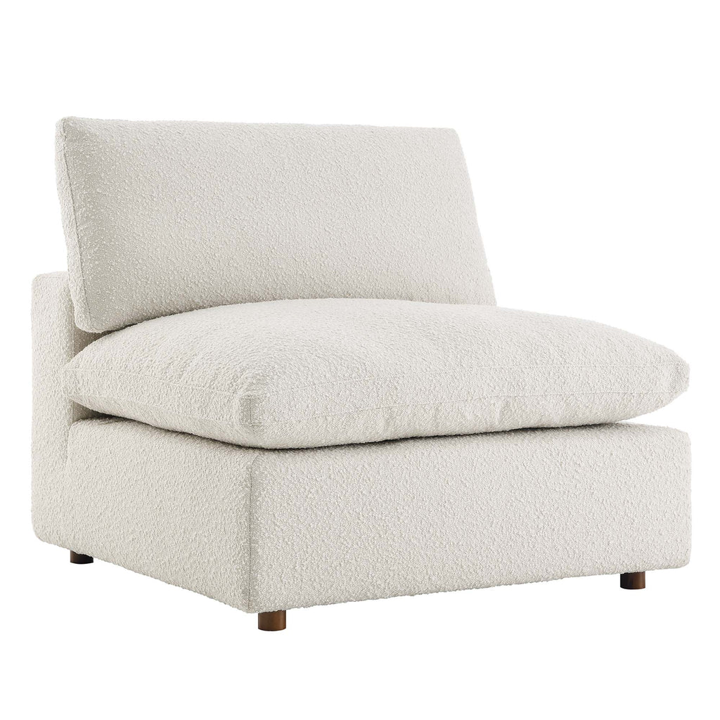 Commix Down Filled Overstuffed Boucle Fabric Armless Chair - Ivory