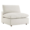 Commix Down Filled Overstuffed Boucle Fabric Armless Chair - Ivory