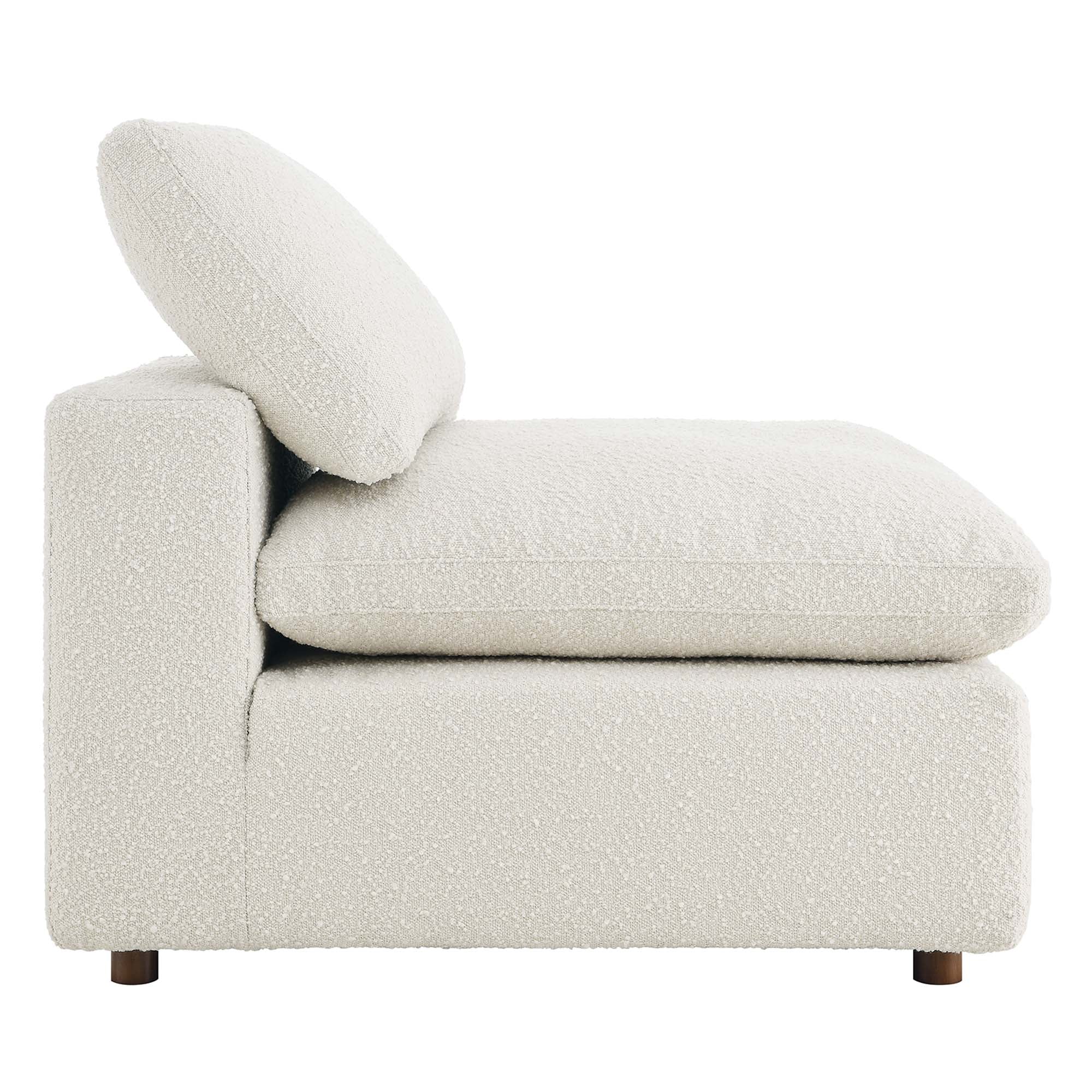 Commix Down Filled Overstuffed Boucle Fabric Armless Chair - Ivory