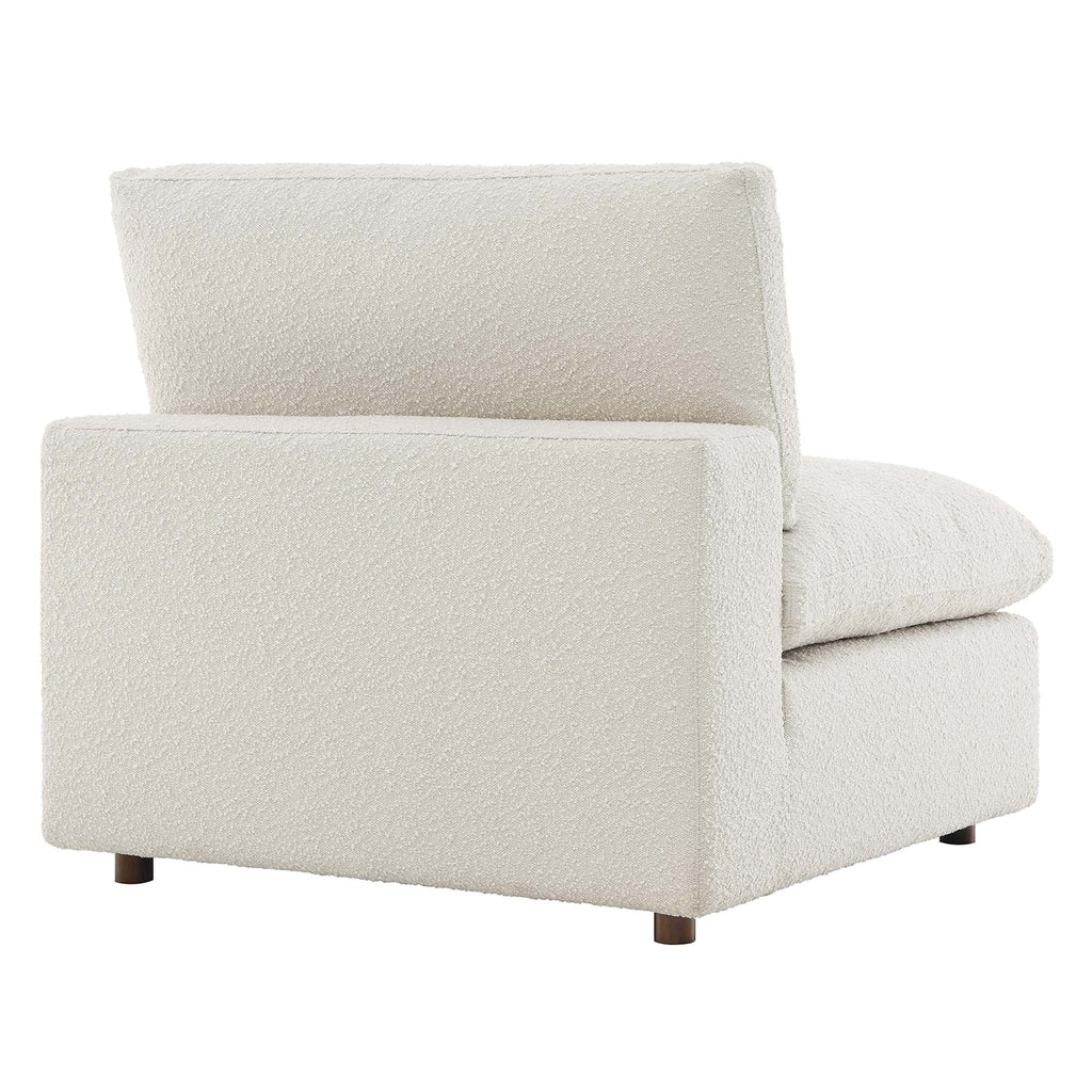 Commix Down Filled Overstuffed Boucle Fabric Armless Chair - Ivory