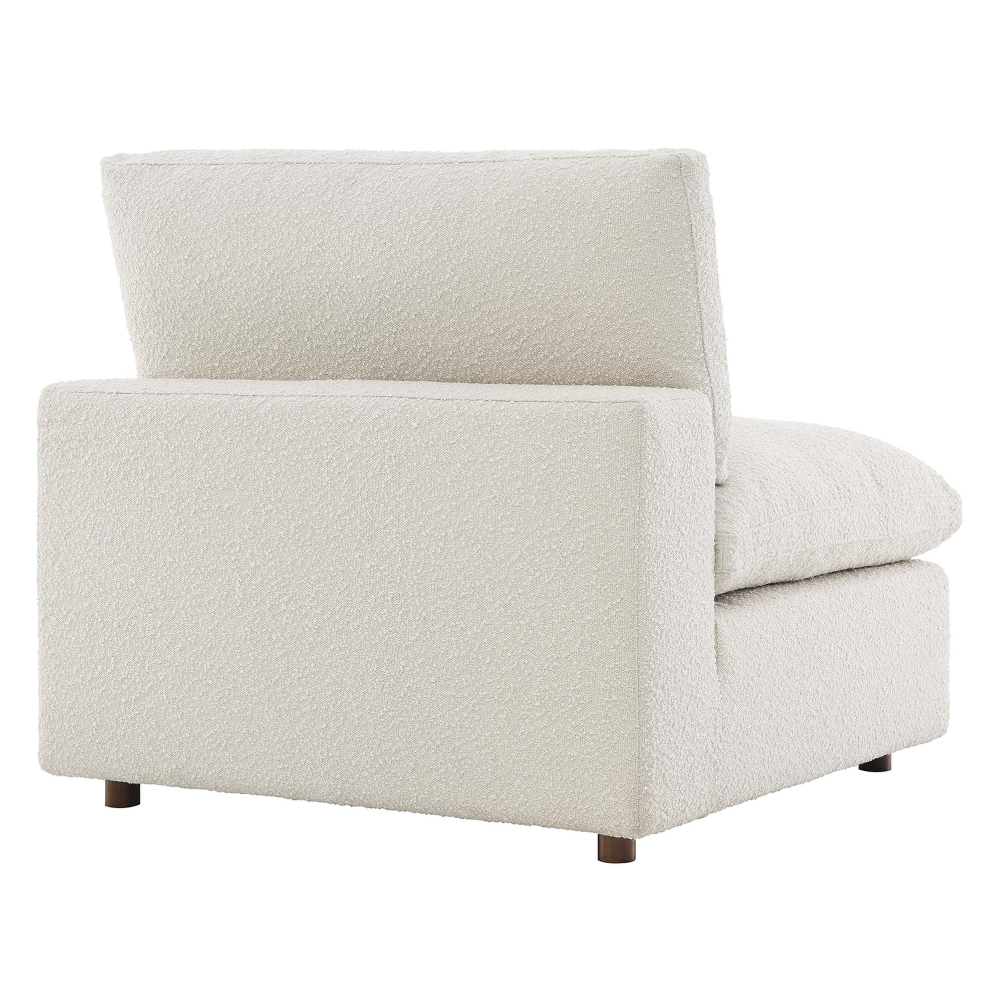 Commix Down Filled Overstuffed Boucle Fabric Armless Chair - Ivory