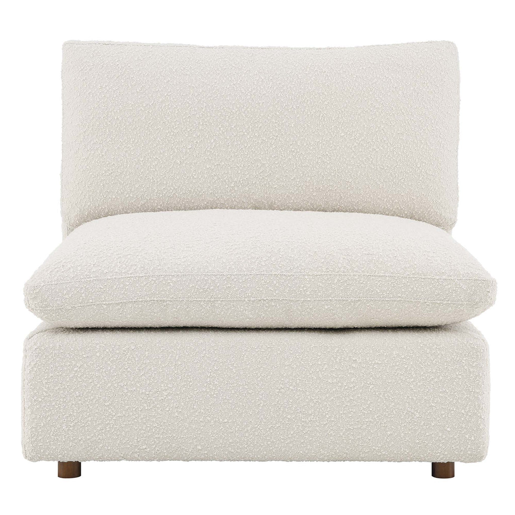 Commix Down Filled Overstuffed Boucle Fabric Armless Chair - Ivory