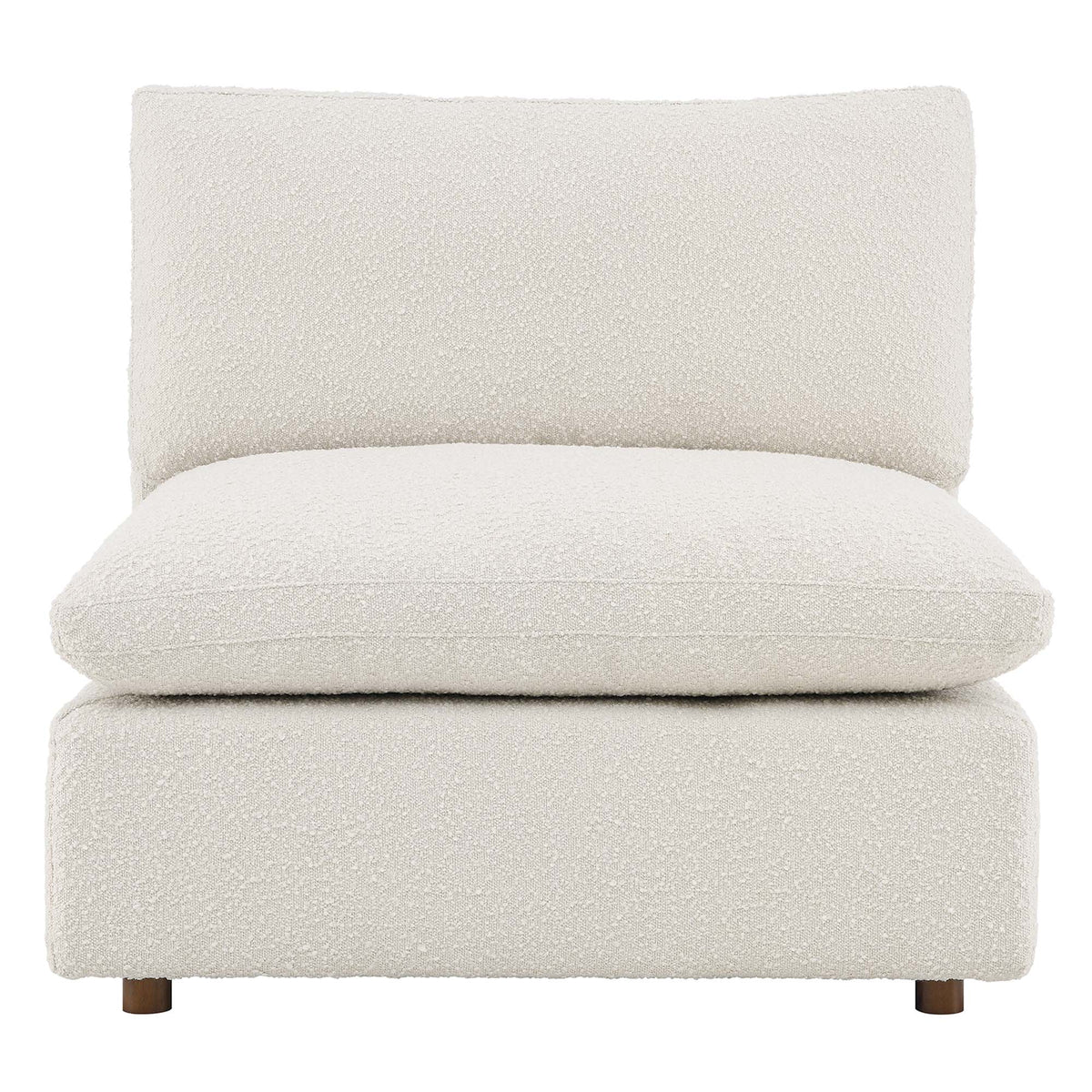 Commix Down Filled Overstuffed Boucle Fabric Armless Chair - Ivory