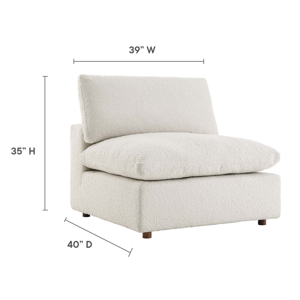 Commix Down Filled Overstuffed Boucle Fabric Armless Chair - Ivory