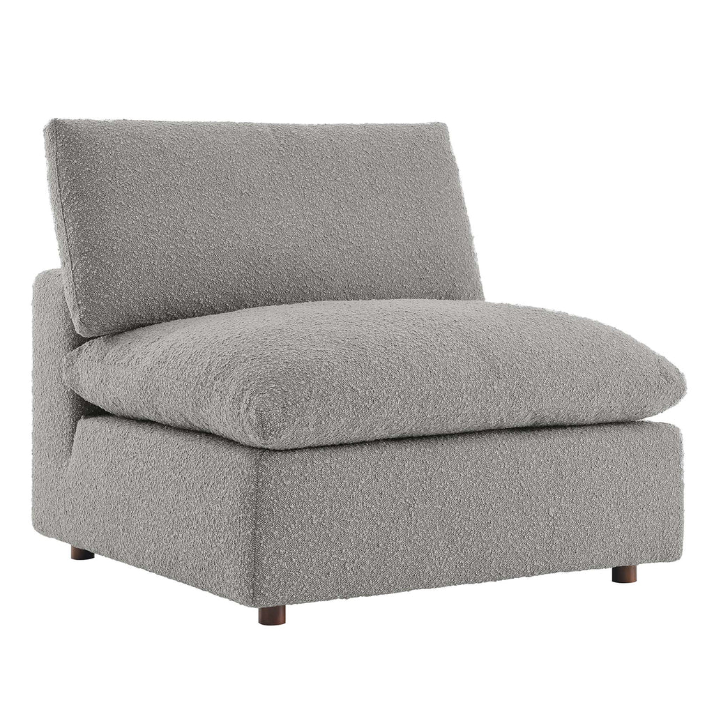 Commix Down Filled Overstuffed Boucle Fabric Armless Chair - Light Gray