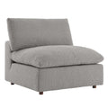 Commix Down Filled Overstuffed Boucle Fabric Armless Chair - Light Gray