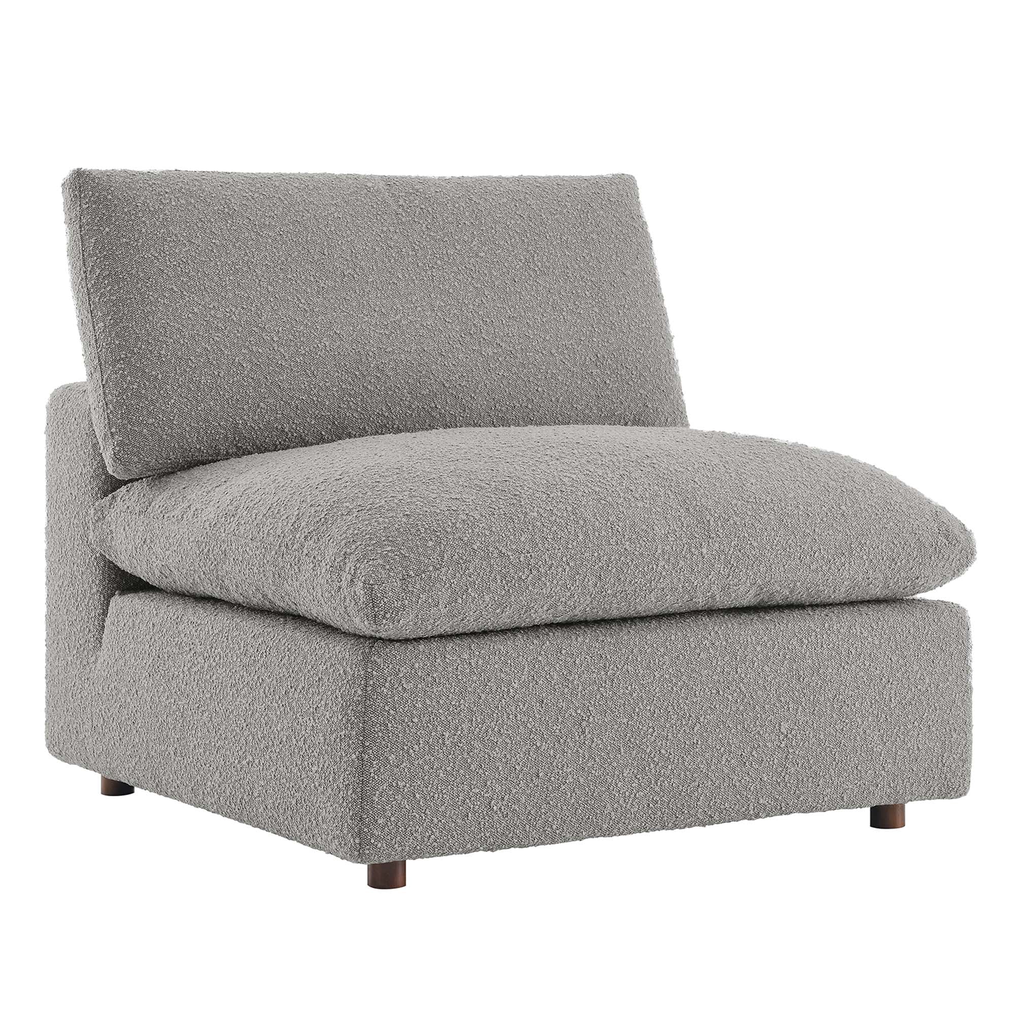 Commix Down Filled Overstuffed Boucle Fabric Armless Chair - Light Gray
