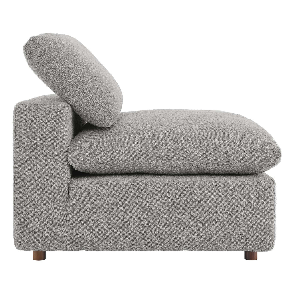 Commix Down Filled Overstuffed Boucle Fabric Armless Chair - Light Gray
