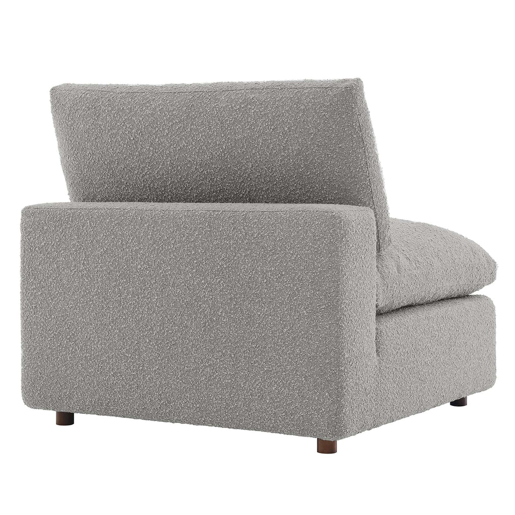 Commix Down Filled Overstuffed Boucle Fabric Armless Chair - Light Gray