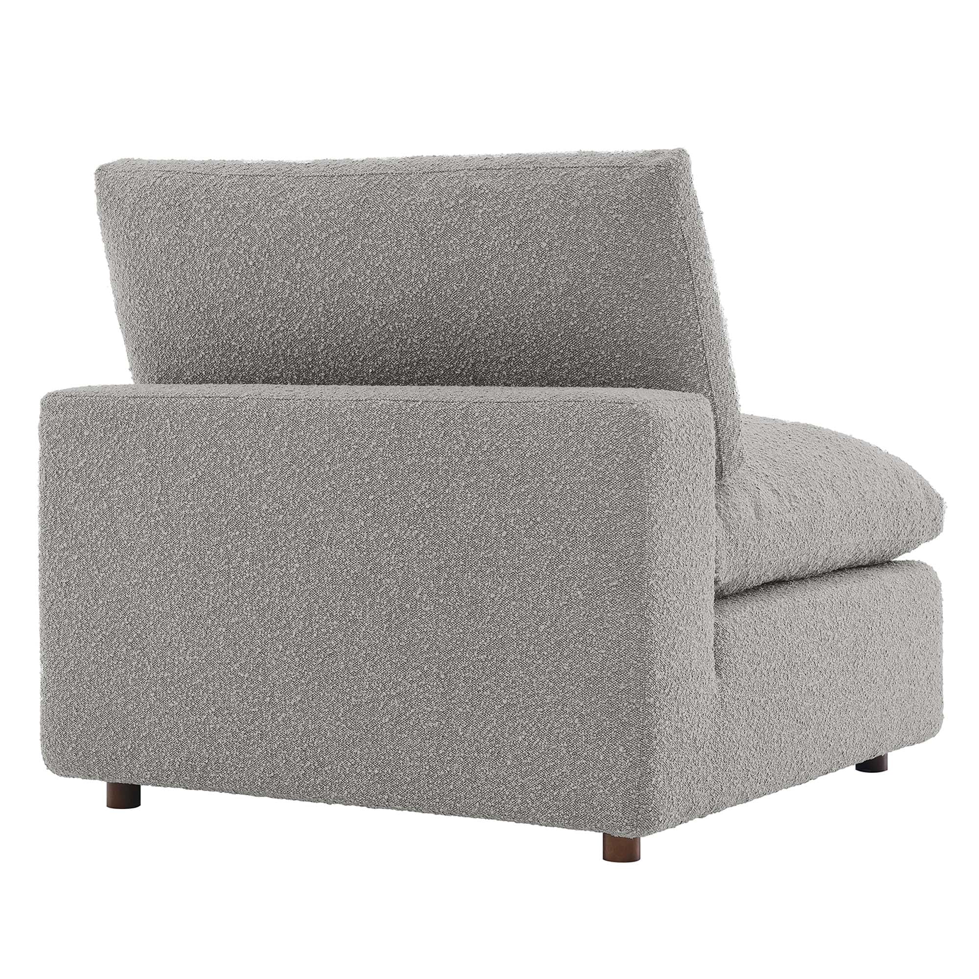 Commix Down Filled Overstuffed Boucle Fabric Armless Chair - Light Gray