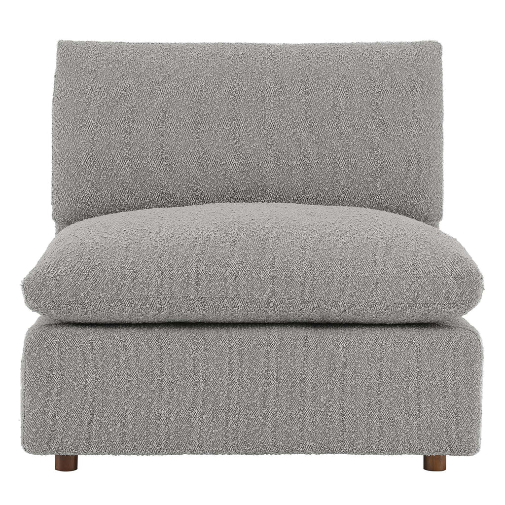 Commix Down Filled Overstuffed Boucle Fabric Armless Chair - Light Gray