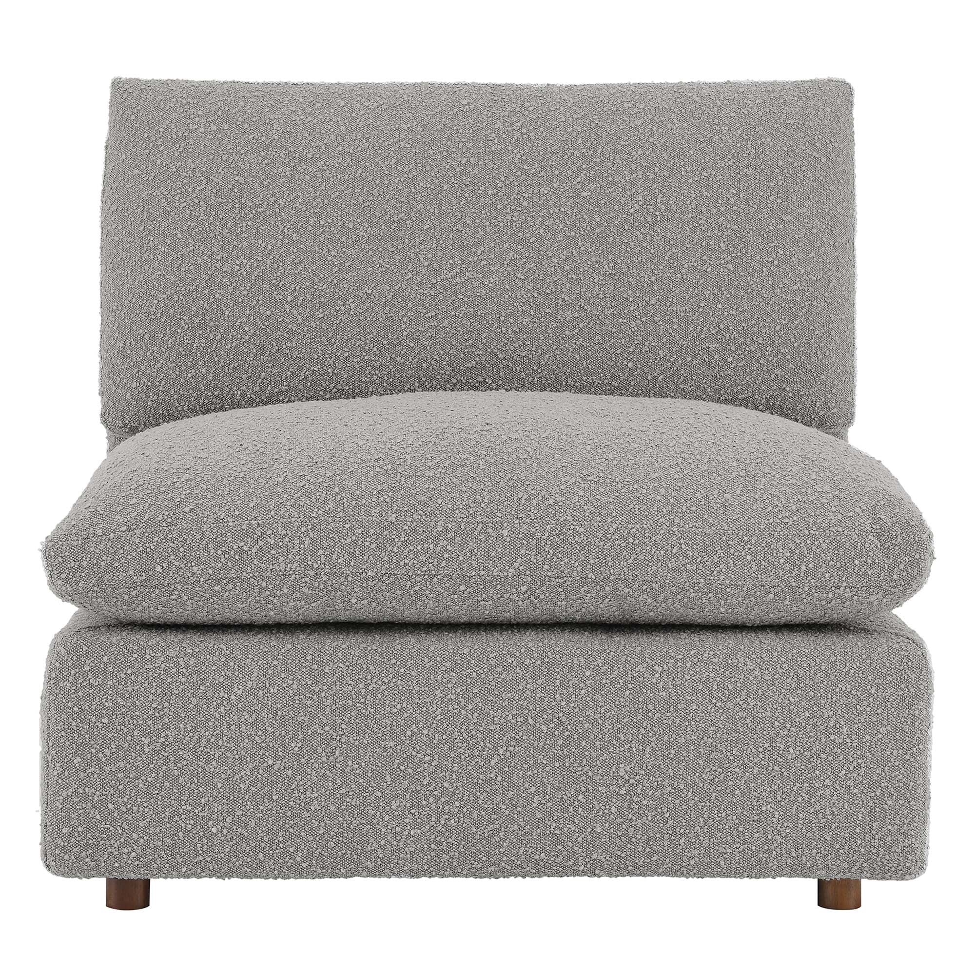 Commix Down Filled Overstuffed Boucle Fabric Armless Chair - Light Gray