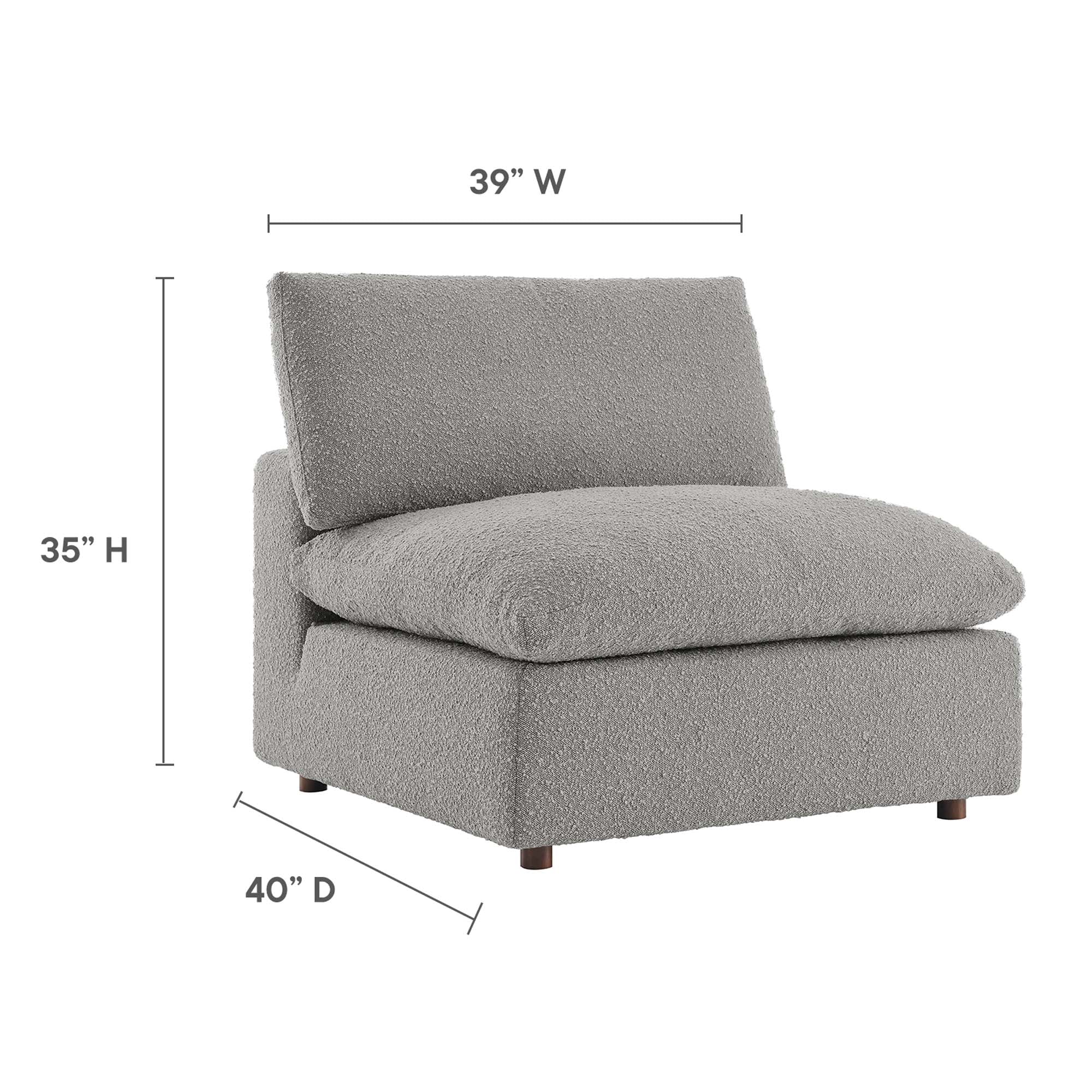 Commix Down Filled Overstuffed Boucle Fabric Armless Chair - Light Gray
