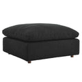 Commix Down Filled Overstuffed Boucle Fabric Ottoman - Black
