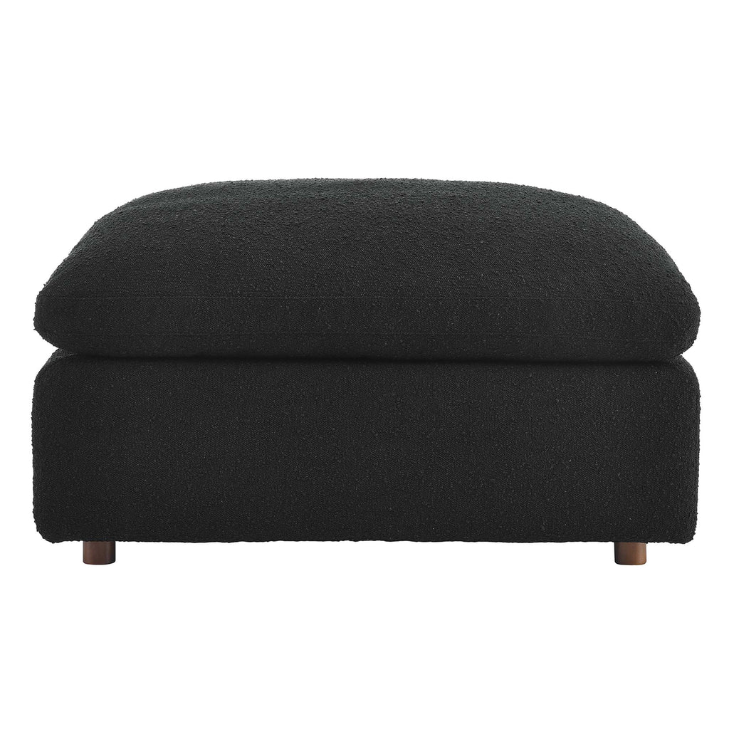Commix Down Filled Overstuffed Boucle Fabric Ottoman - Black