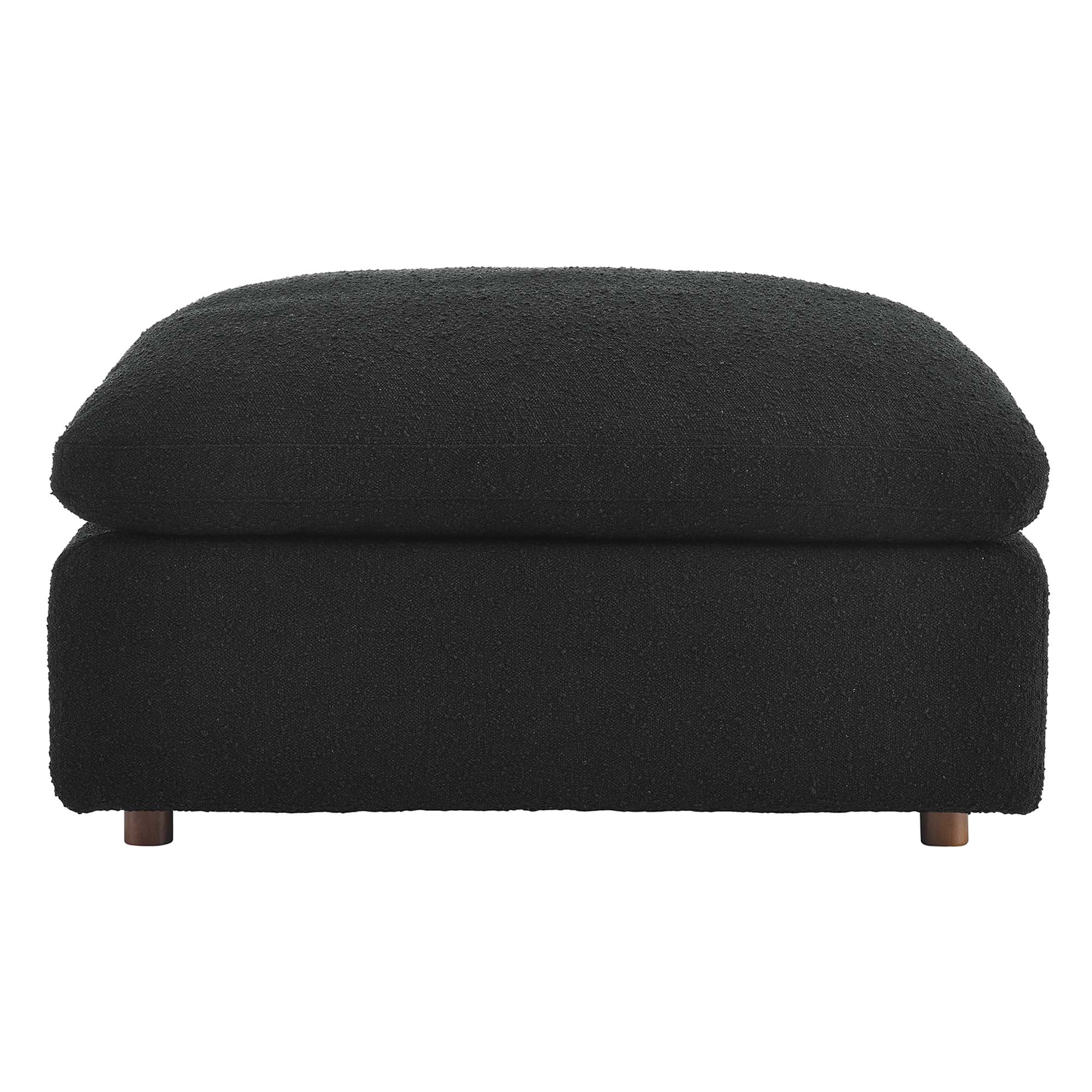 Commix Down Filled Overstuffed Boucle Fabric Ottoman - Black