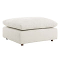 Commix Down Filled Overstuffed Boucle Fabric Ottoman - Ivory