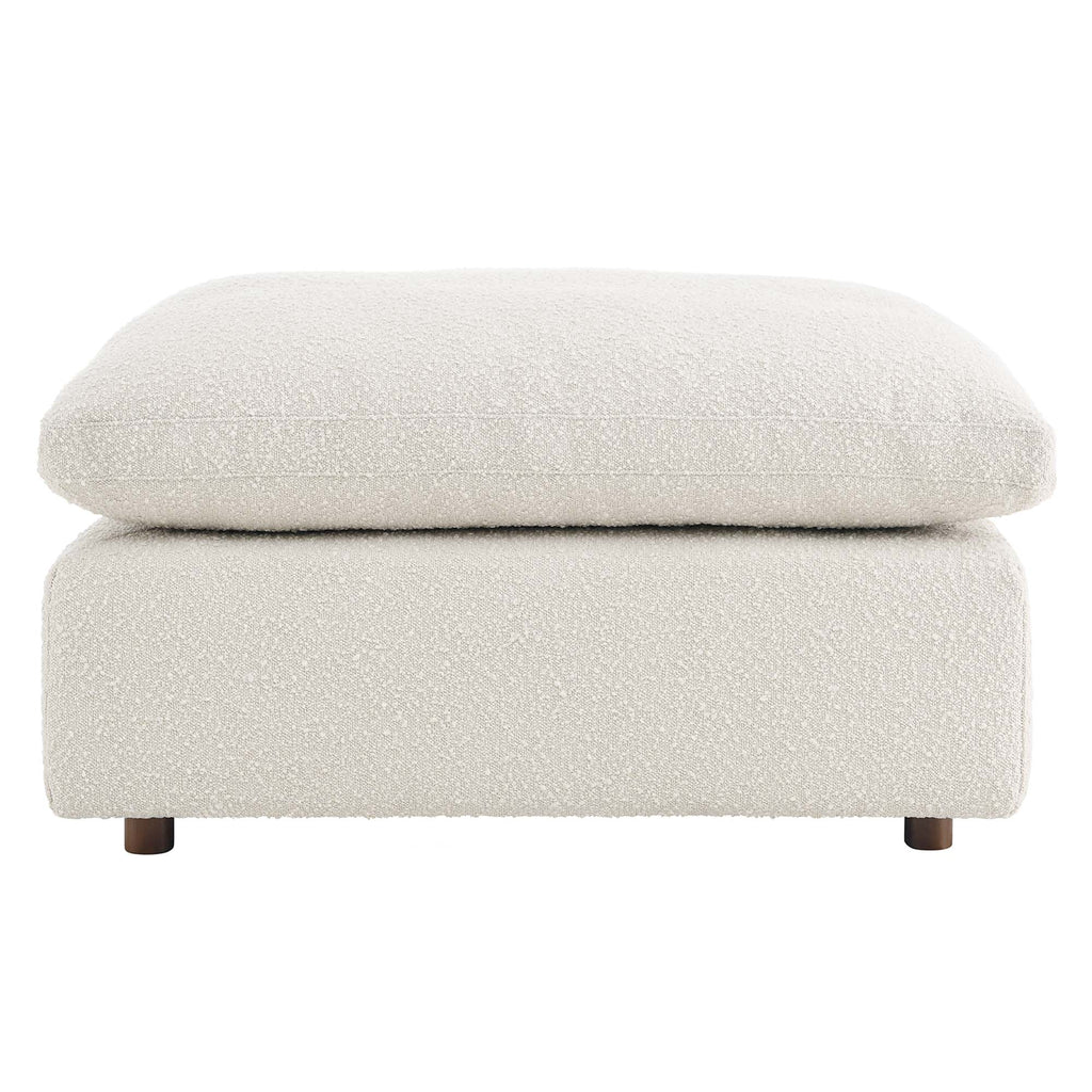 Commix Down Filled Overstuffed Boucle Fabric Ottoman - Ivory