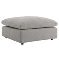 Commix Down Filled Overstuffed Boucle Fabric Ottoman - Light Gray