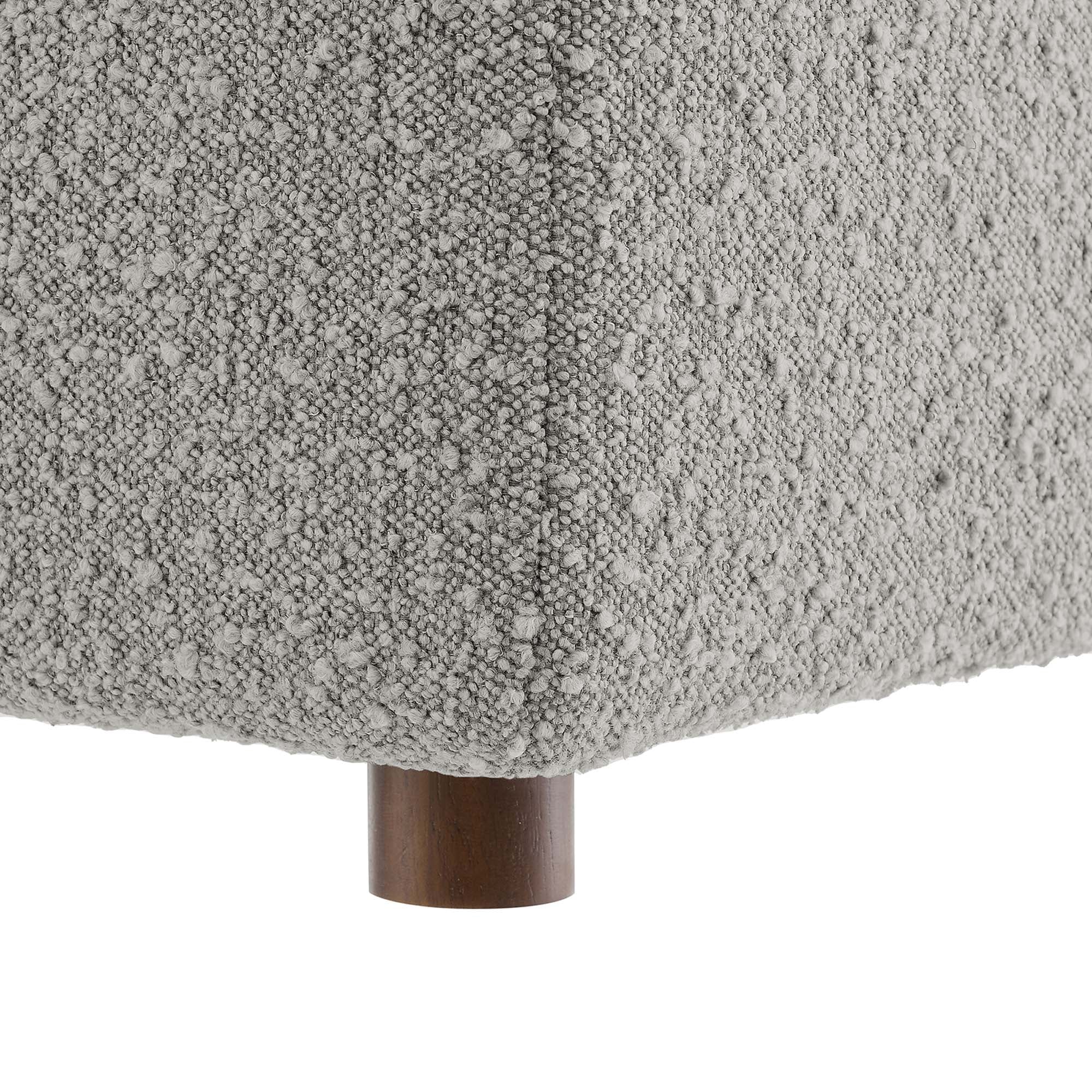 Commix Down Filled Overstuffed Boucle Fabric Ottoman - Light Gray