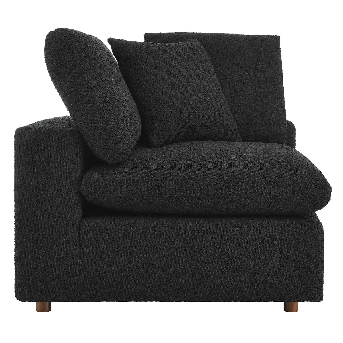Commix Down Filled Overstuffed Boucle Fabric Corner Chair - Black