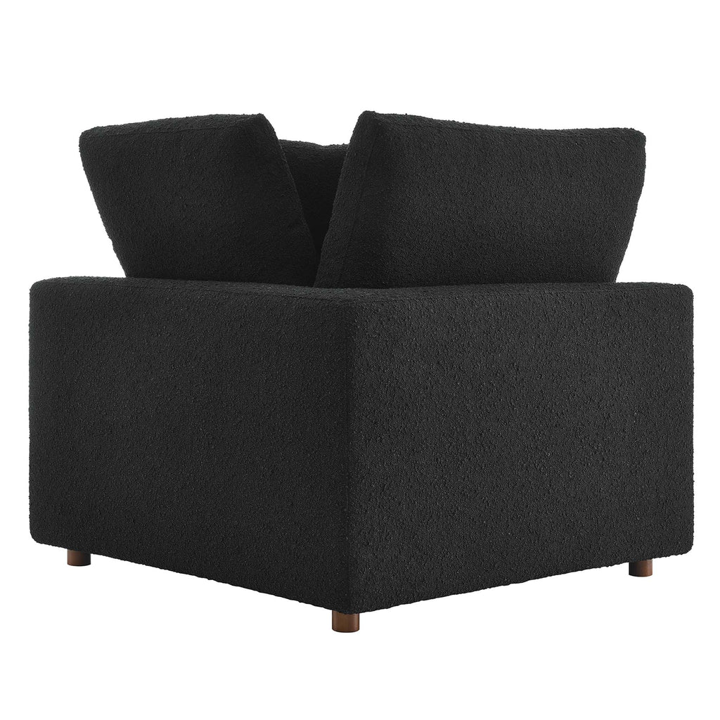 Commix Down Filled Overstuffed Boucle Fabric Corner Chair - Black