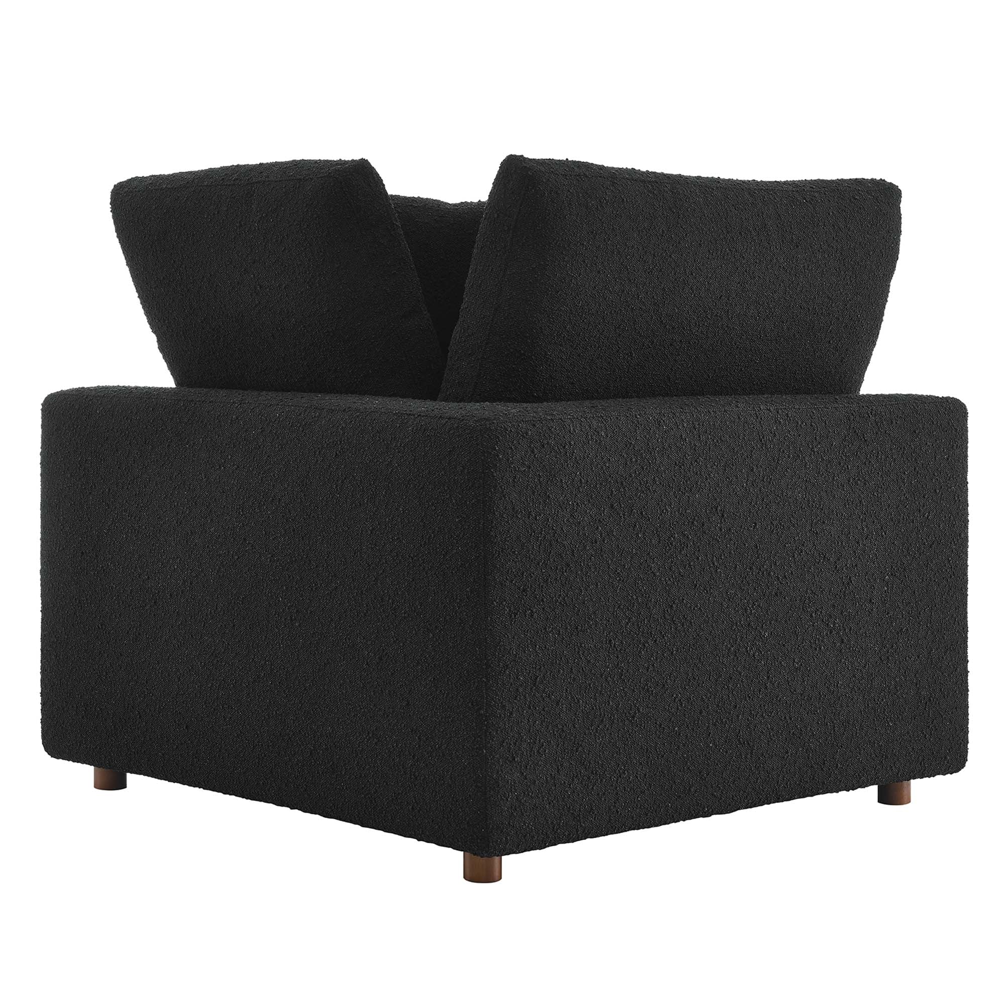 Commix Down Filled Overstuffed Boucle Fabric Corner Chair - Black