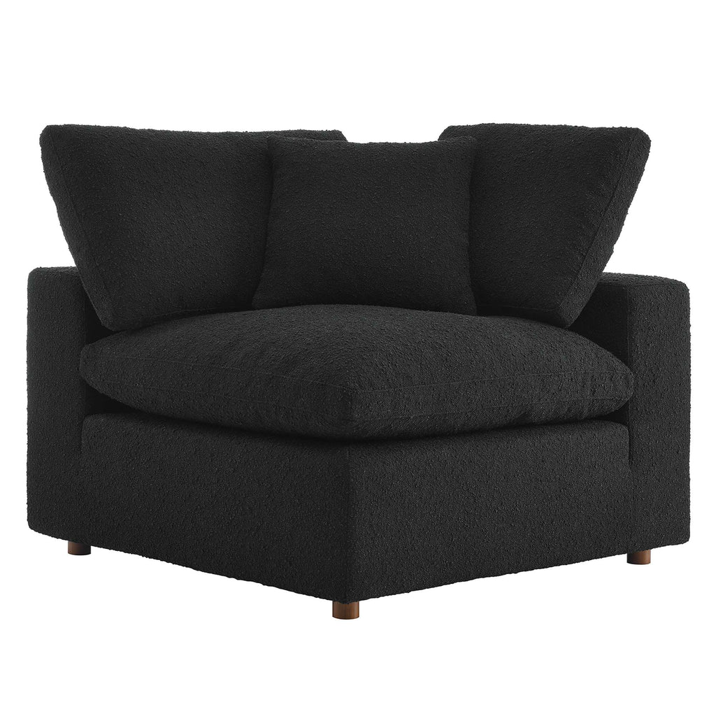 Commix Down Filled Overstuffed Boucle Fabric Corner Chair - Black
