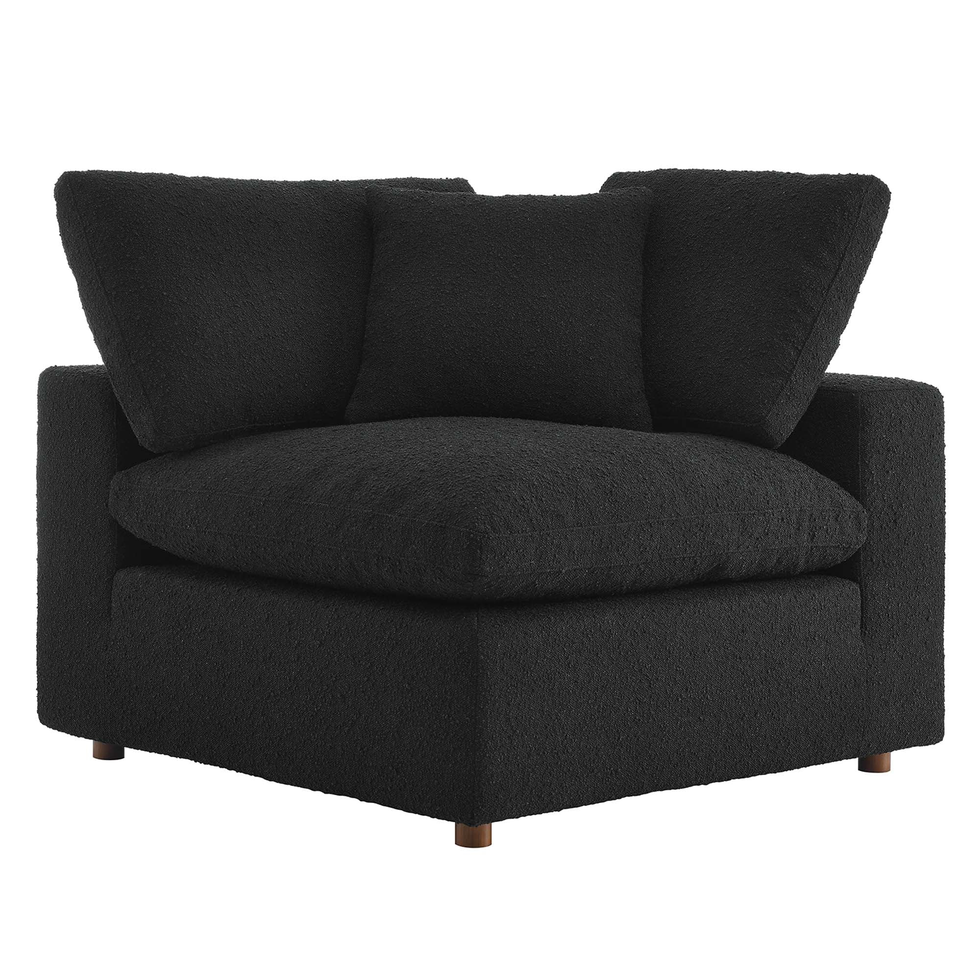 Commix Down Filled Overstuffed Boucle Fabric Corner Chair - Black