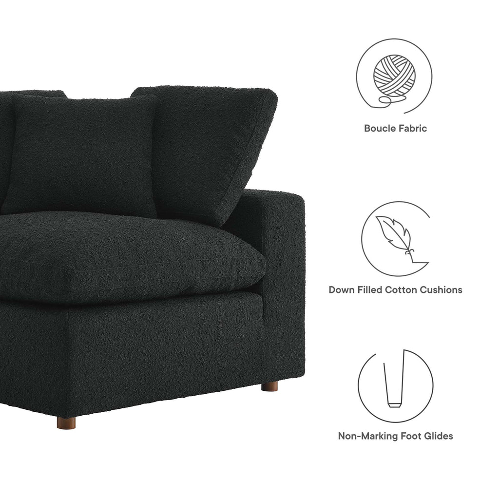 Commix Down Filled Overstuffed Boucle Fabric Corner Chair - Black
