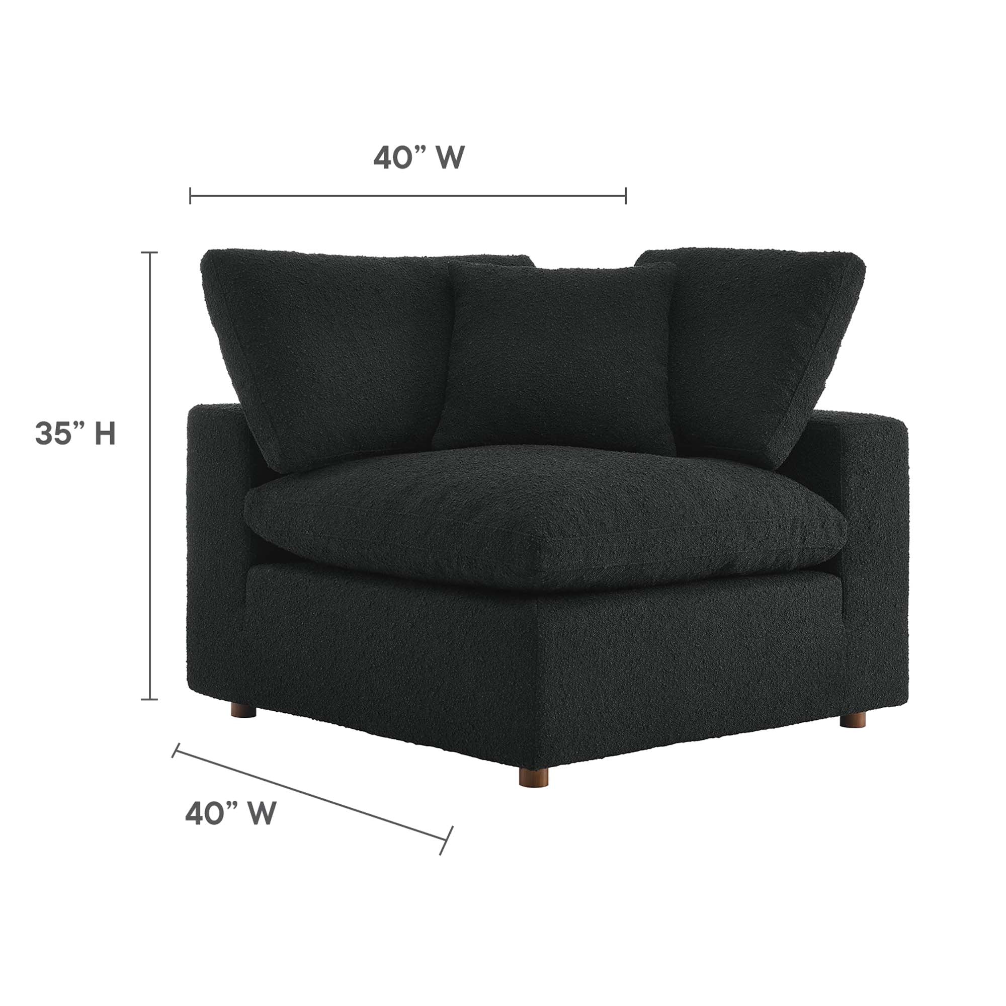Commix Down Filled Overstuffed Boucle Fabric Corner Chair - Black