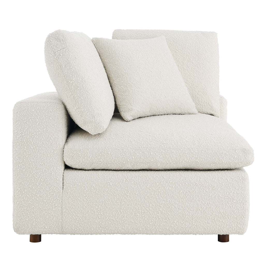 Commix Down Filled Overstuffed Boucle Fabric Corner Chair - Ivory