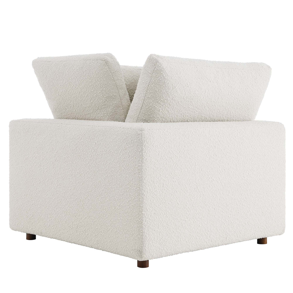 Commix Down Filled Overstuffed Boucle Fabric Corner Chair - Ivory