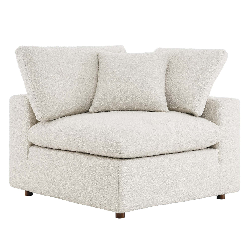 Commix Down Filled Overstuffed Boucle Fabric Corner Chair - Ivory
