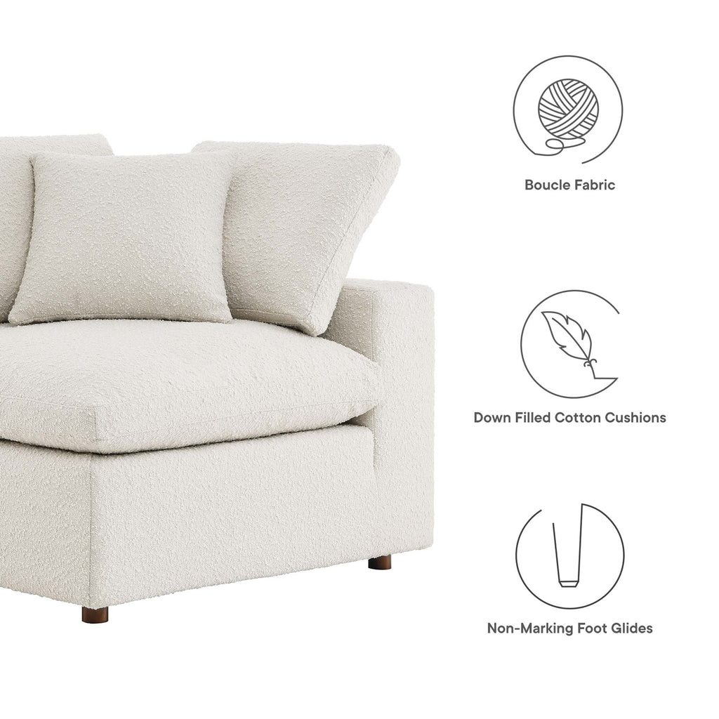 Commix Down Filled Overstuffed Boucle Fabric Corner Chair - Ivory