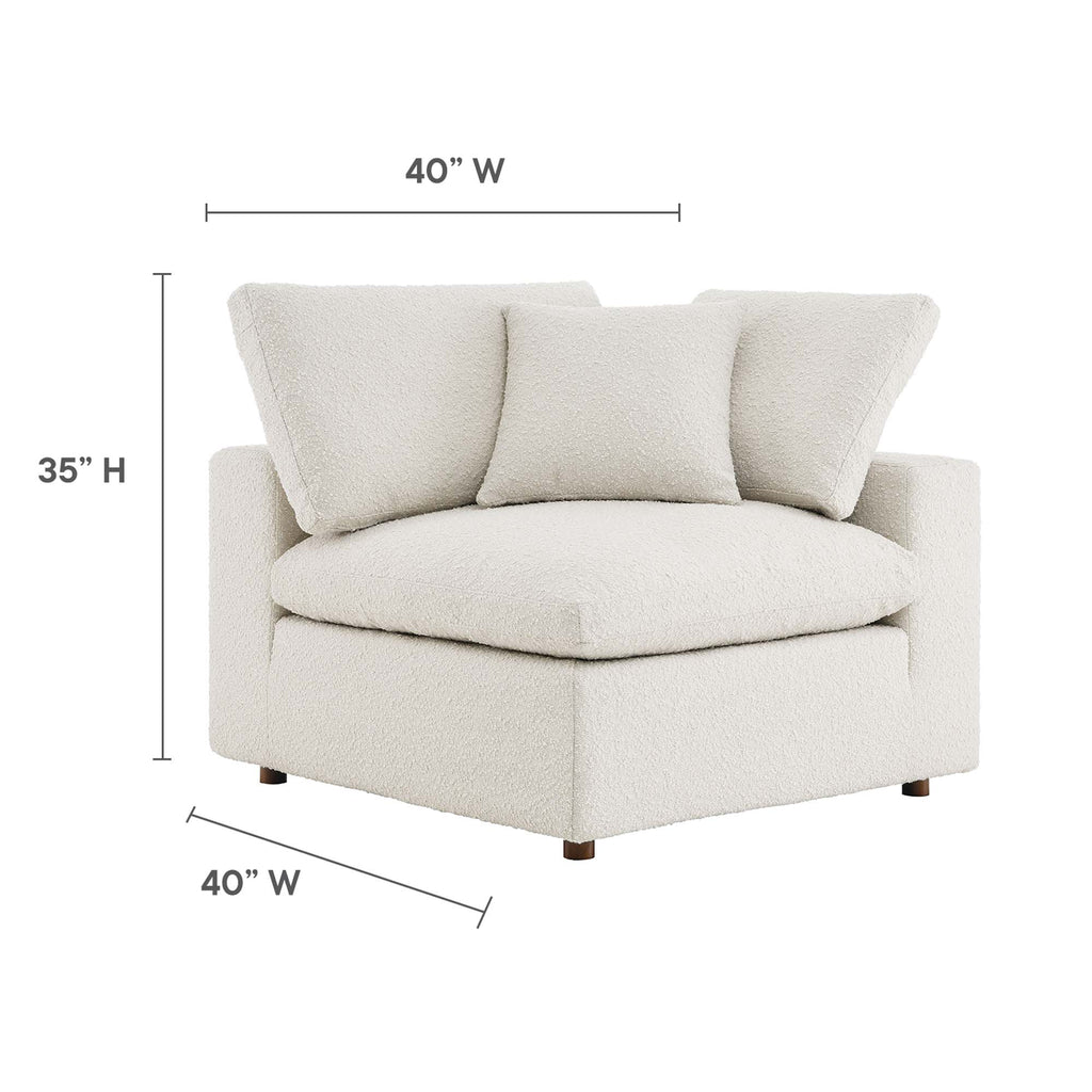Commix Down Filled Overstuffed Boucle Fabric Corner Chair - Ivory