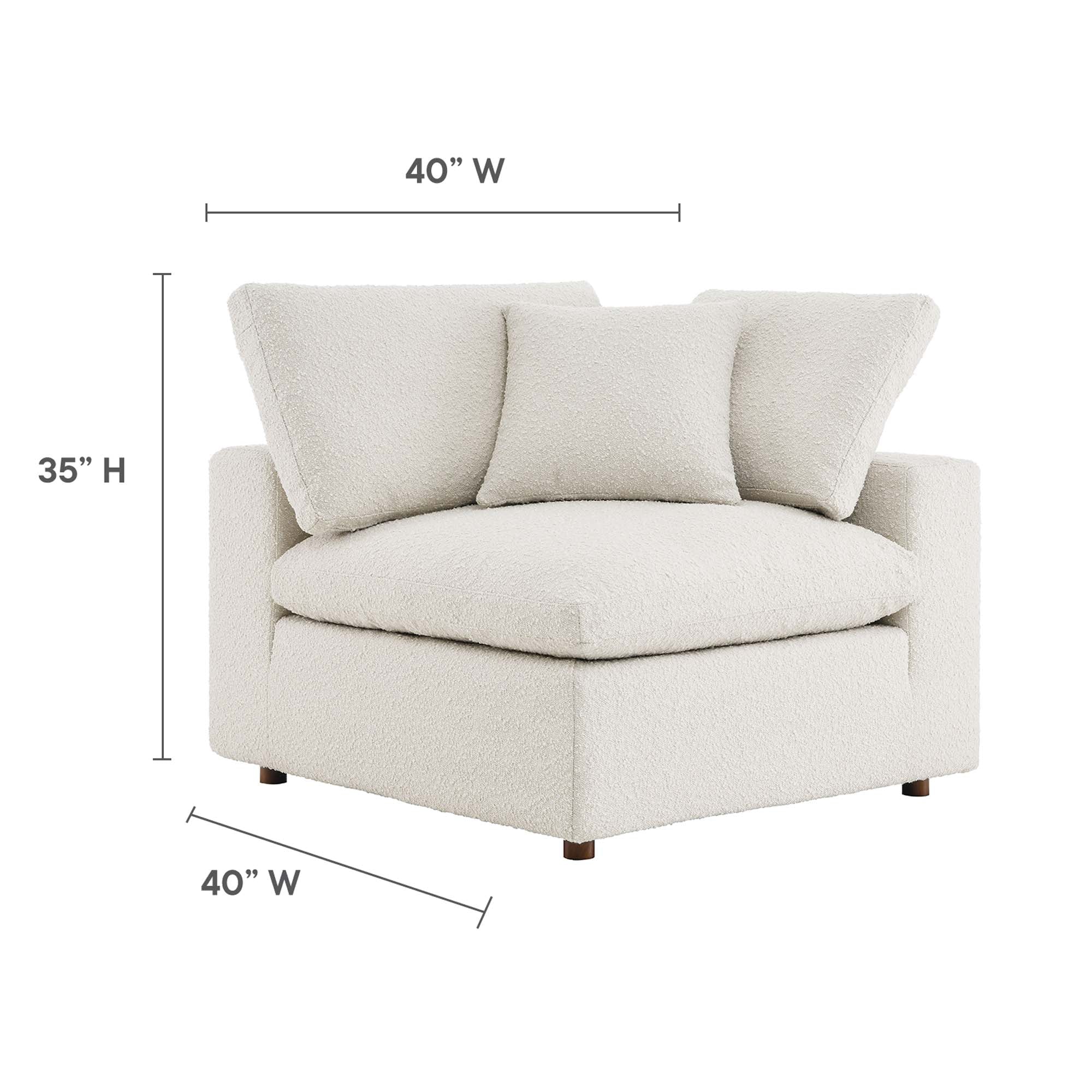 Commix Down Filled Overstuffed Boucle Fabric Corner Chair - Ivory