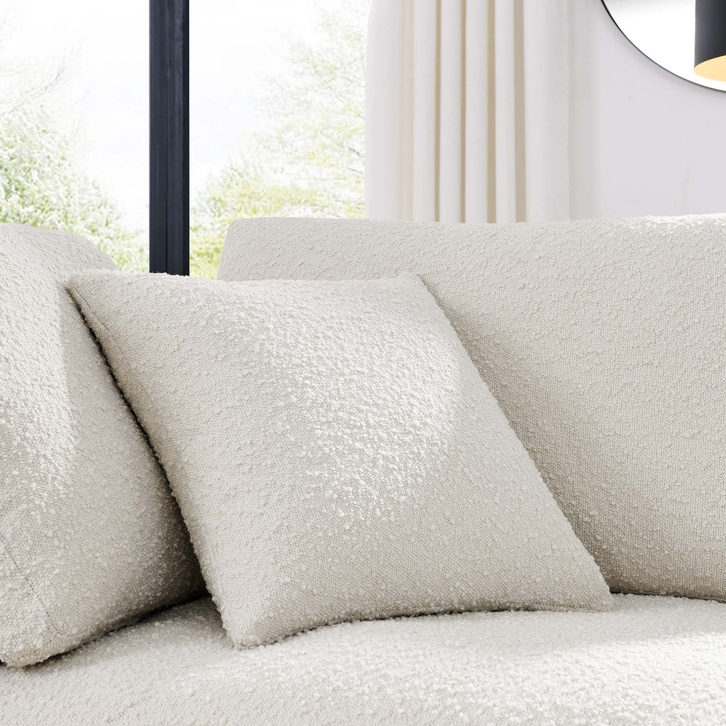 Commix Down Filled Overstuffed Boucle Fabric Corner Chair - Ivory