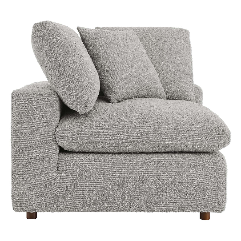 Commix Down Filled Overstuffed Boucle Fabric Corner Chair - Light Gray