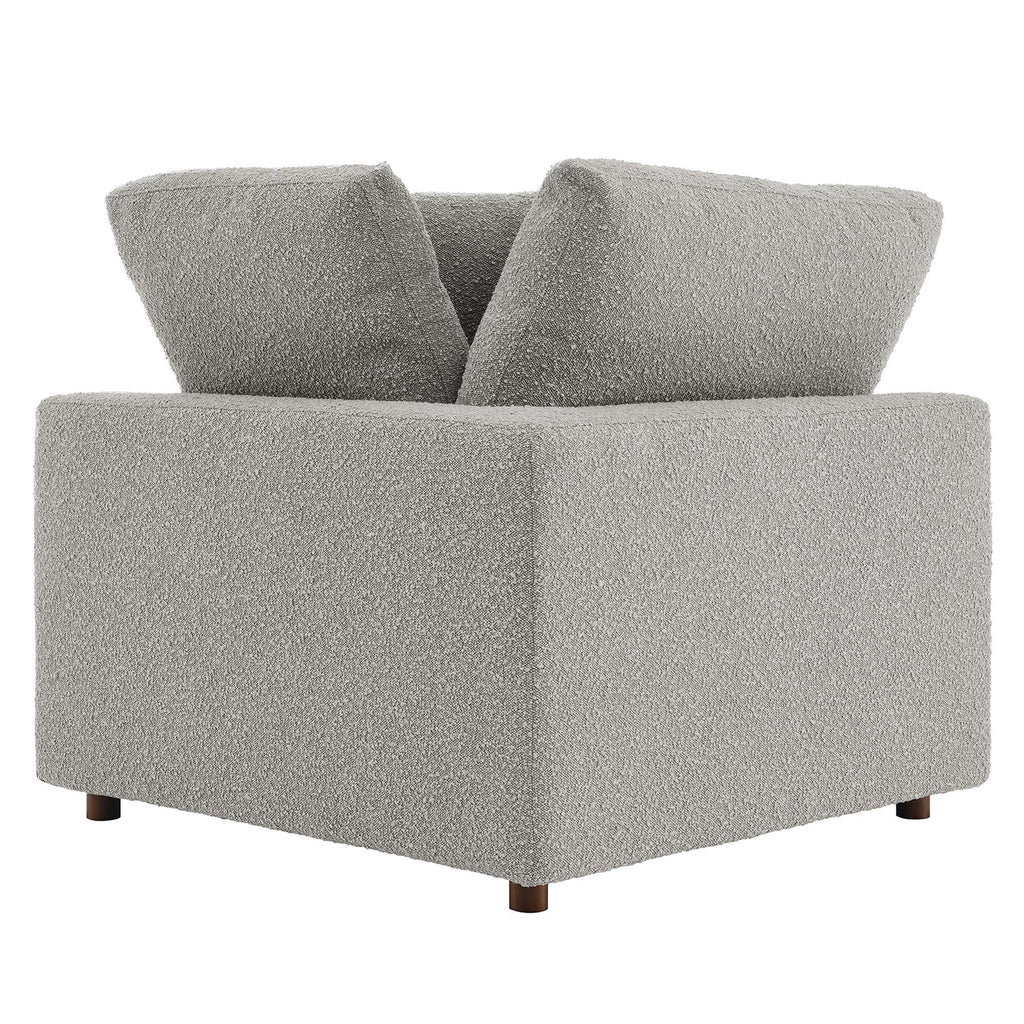 Commix Down Filled Overstuffed Boucle Fabric Corner Chair - Light Gray