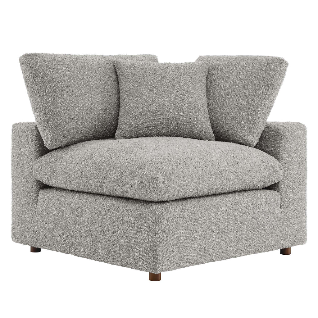 Commix Down Filled Overstuffed Boucle Fabric Corner Chair - Light Gray