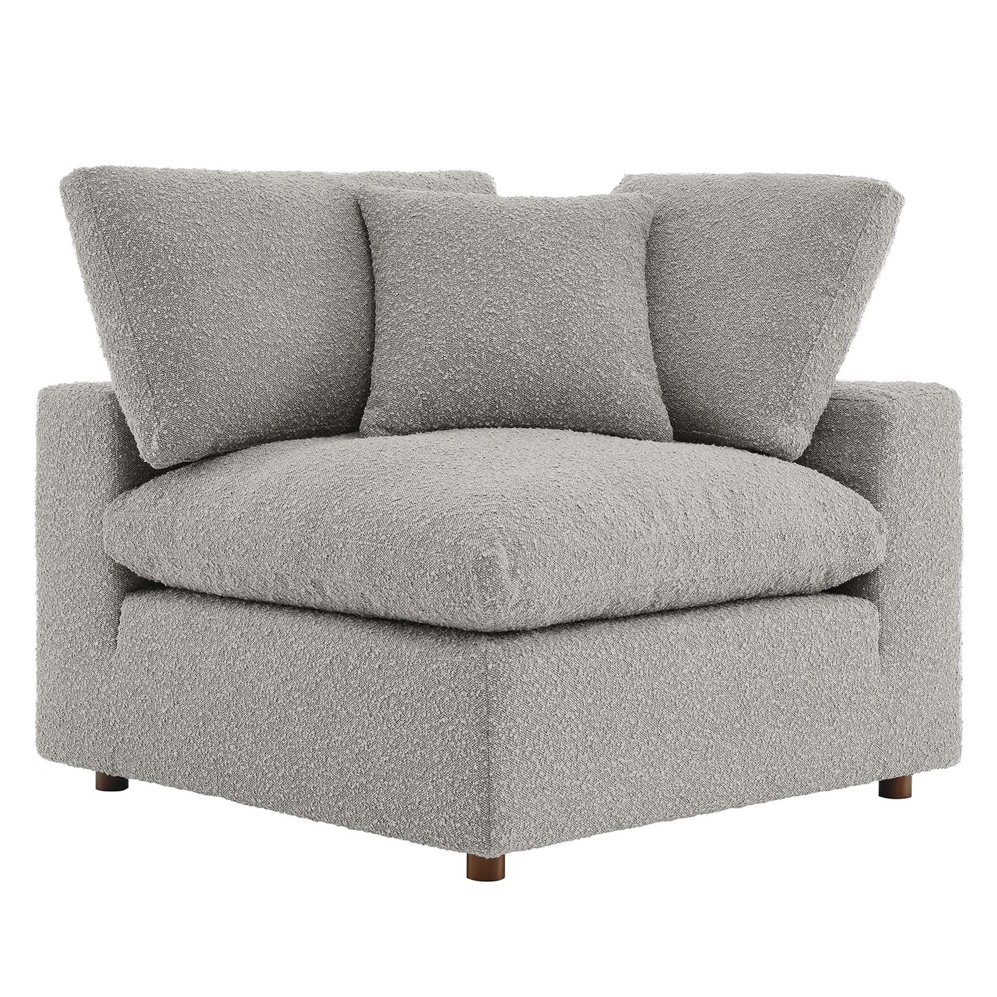 Commix Down Filled Overstuffed Boucle Fabric Corner Chair - Light Gray