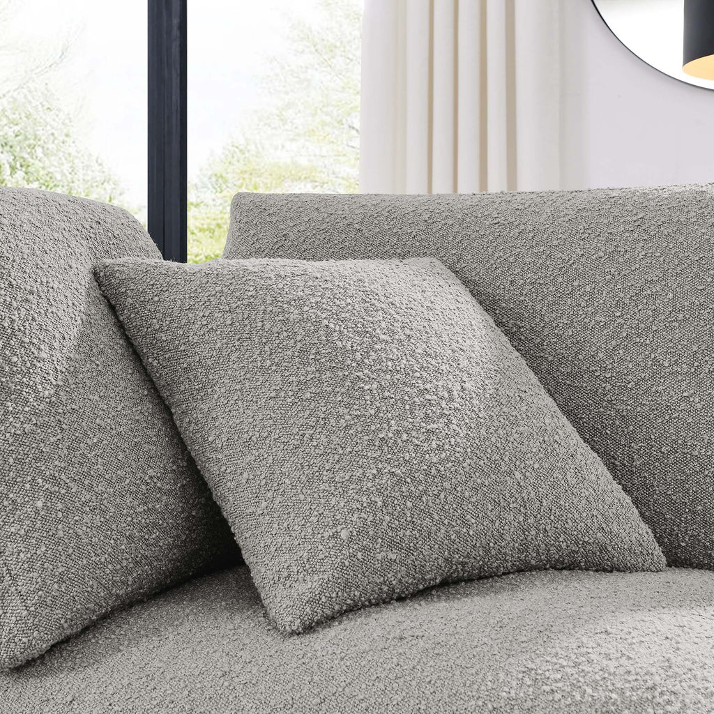 Commix Down Filled Overstuffed Boucle Fabric Corner Chair - Light Gray